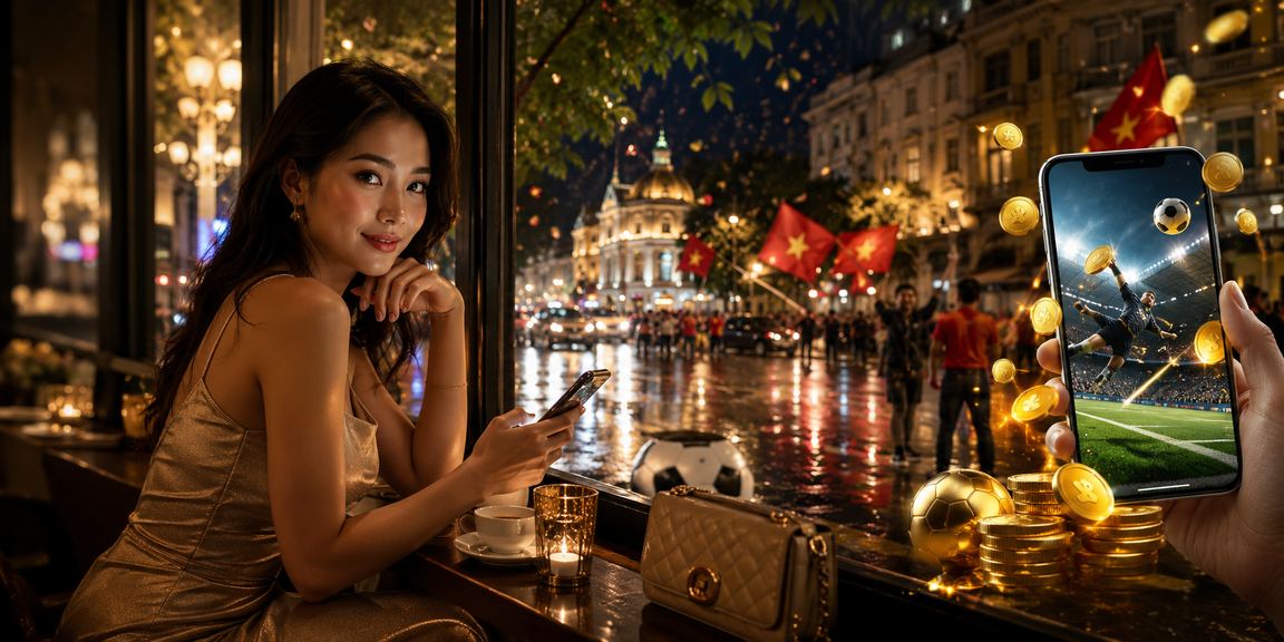 Người dùng Hà Nội xem danh sách trò chơi mới trên điện thoại bên ly cà phê buổi sáng